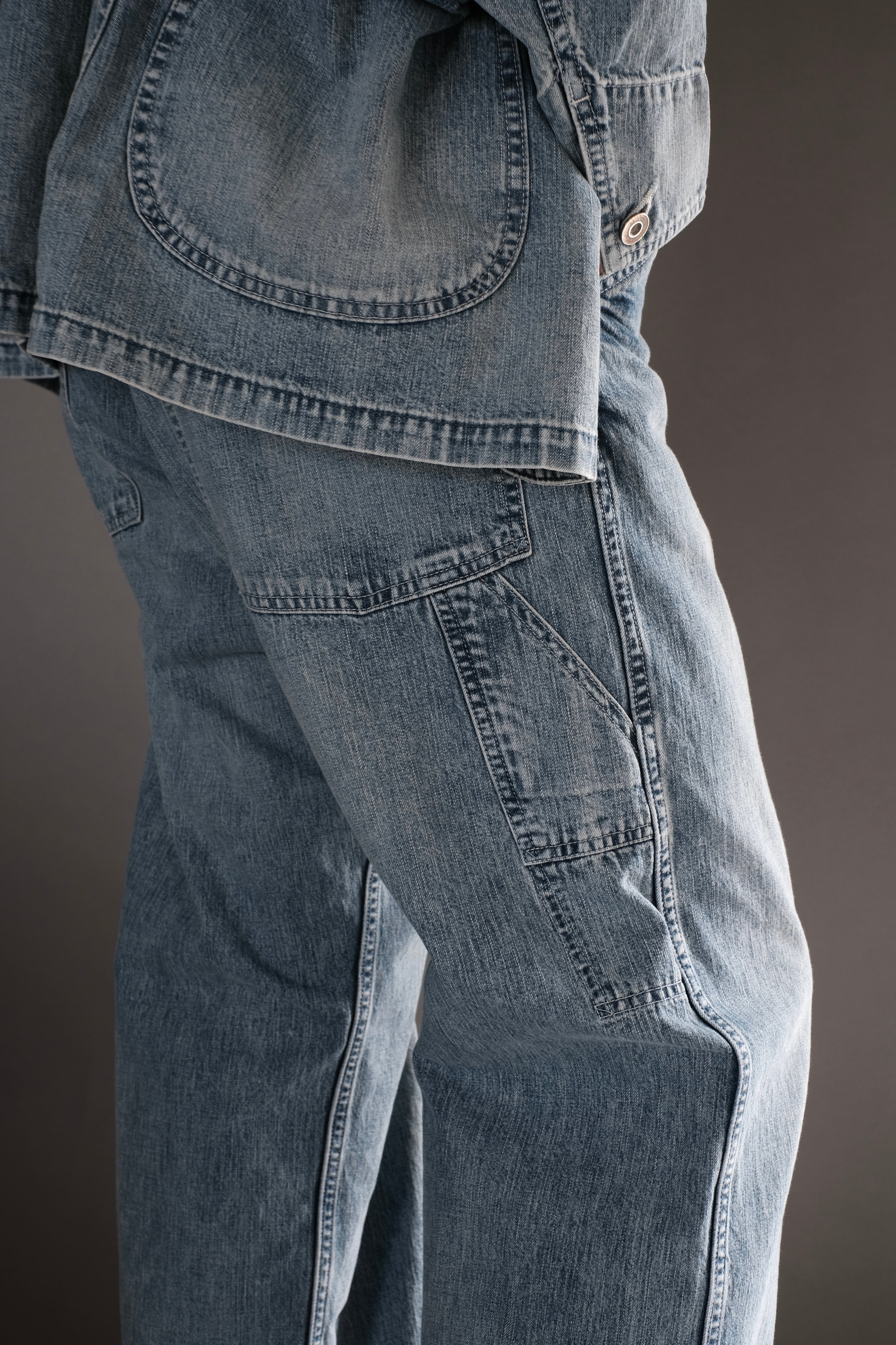 ULTERIOR / FADED LIGHT DENIM PAINTER PANTS | LIVING