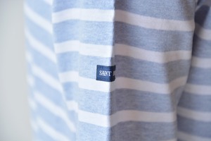 セントジェームス SAINT JAMES 薄手ボーダーシャツ半袖(PIRIAC)CIEL CH/NEIGE T3