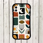 受注生産 iPhoneケース 花と葉の民芸パネル柄｜ボタニカル FMSY027C