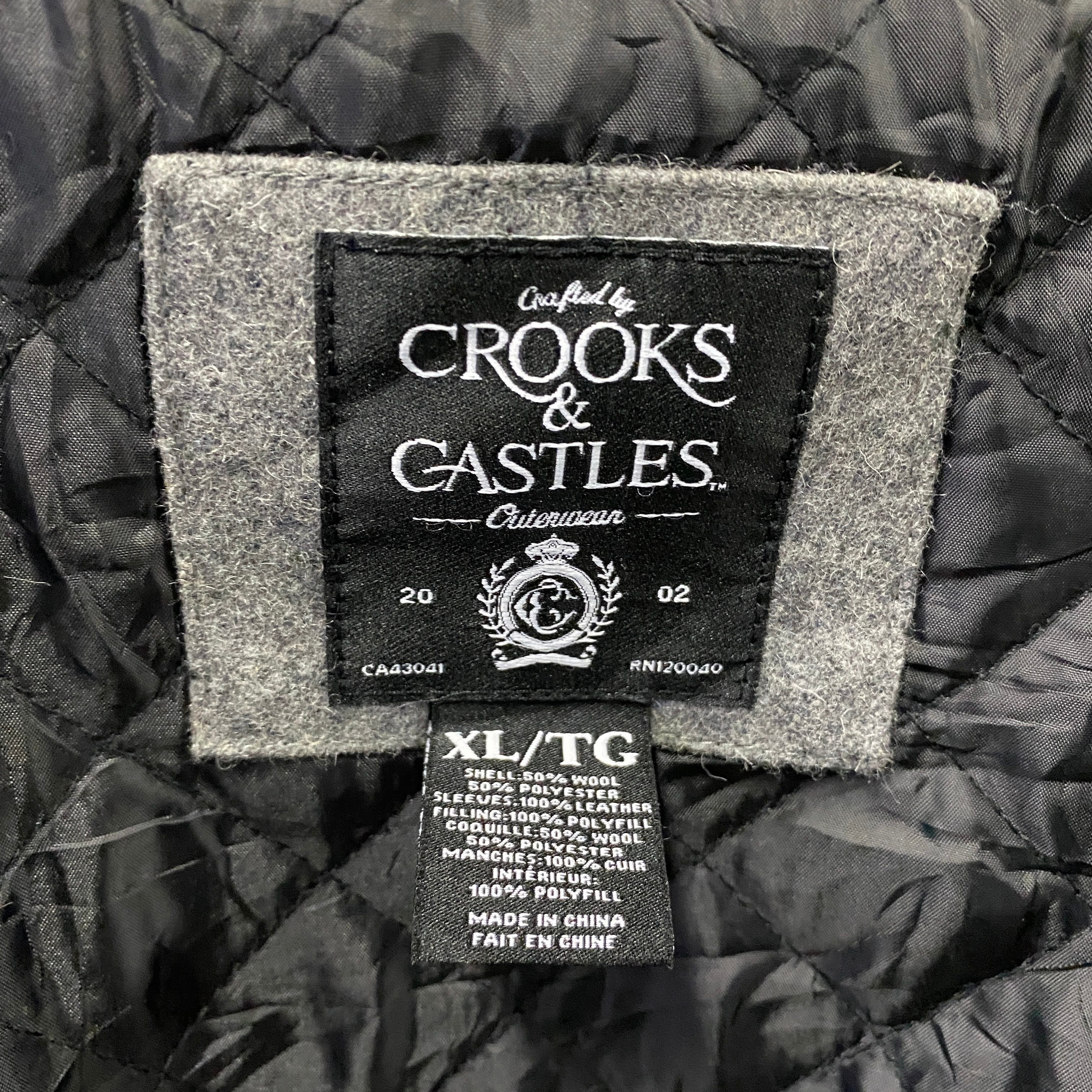 CROOKS&CASTLES クルックスアンドキャッスル バック刺? レザー袖 