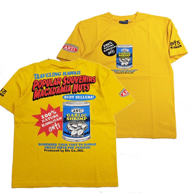 ハワイアン デザインTシャツ ANTI アンチ 半t マカデミアナッツ缶 men's半袖Tシャツ ATT-159 クラシックな広告風アート  k2select2020