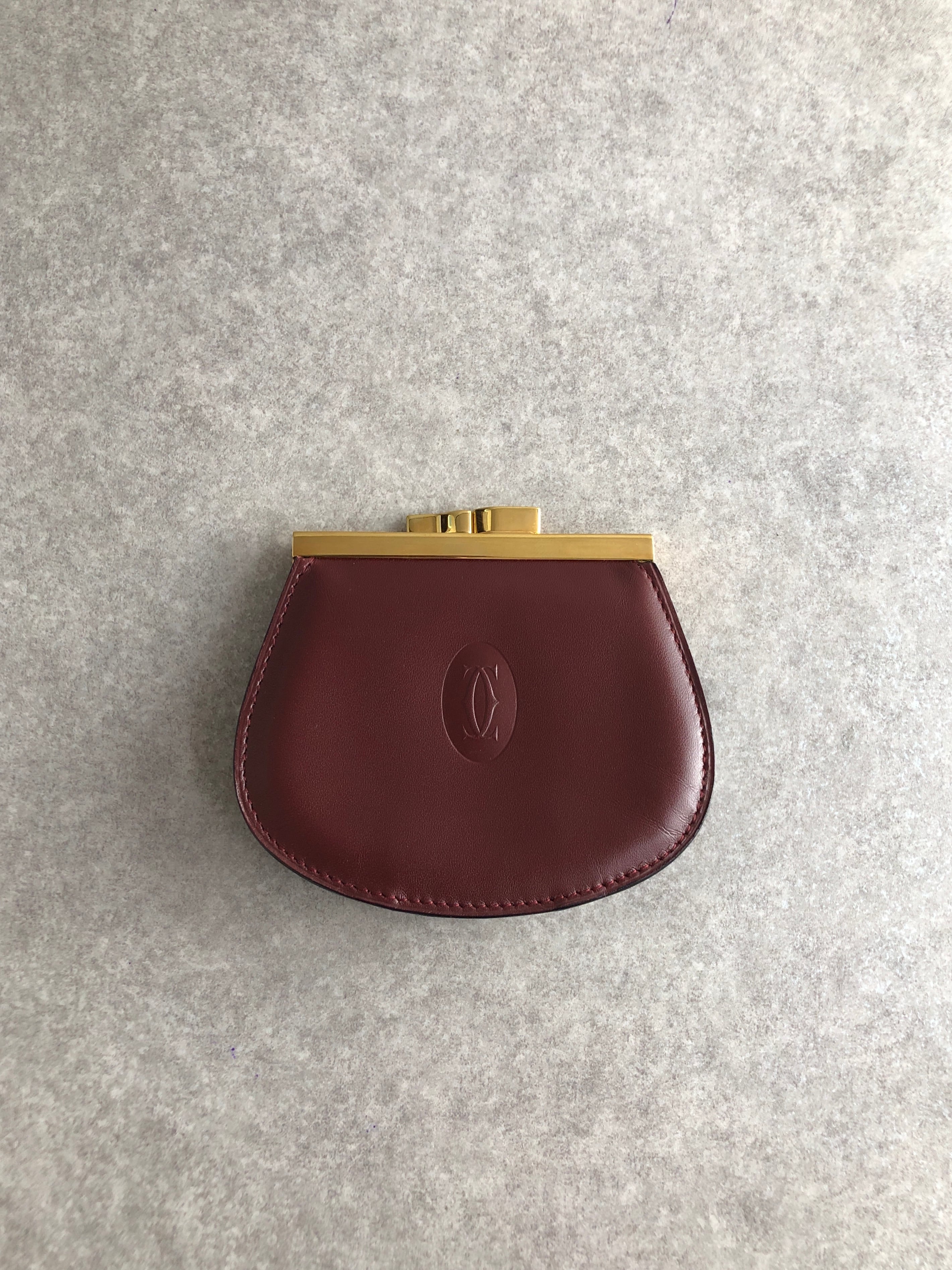 687 美品 カルティエ マストドゥ ボルドー 札入れ ヴィンテージ 財布 Cartier カルティエ マストライン 財布 ボルドー レザー コインケース