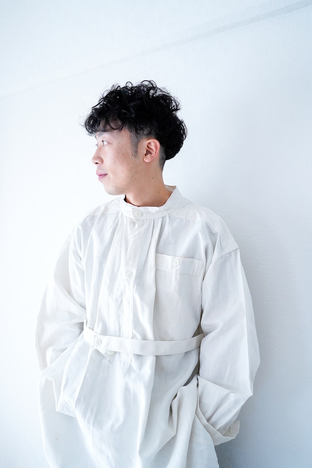 【Deadstock】"Bourgeron" White Linen Smock, French Hospital Military / 41