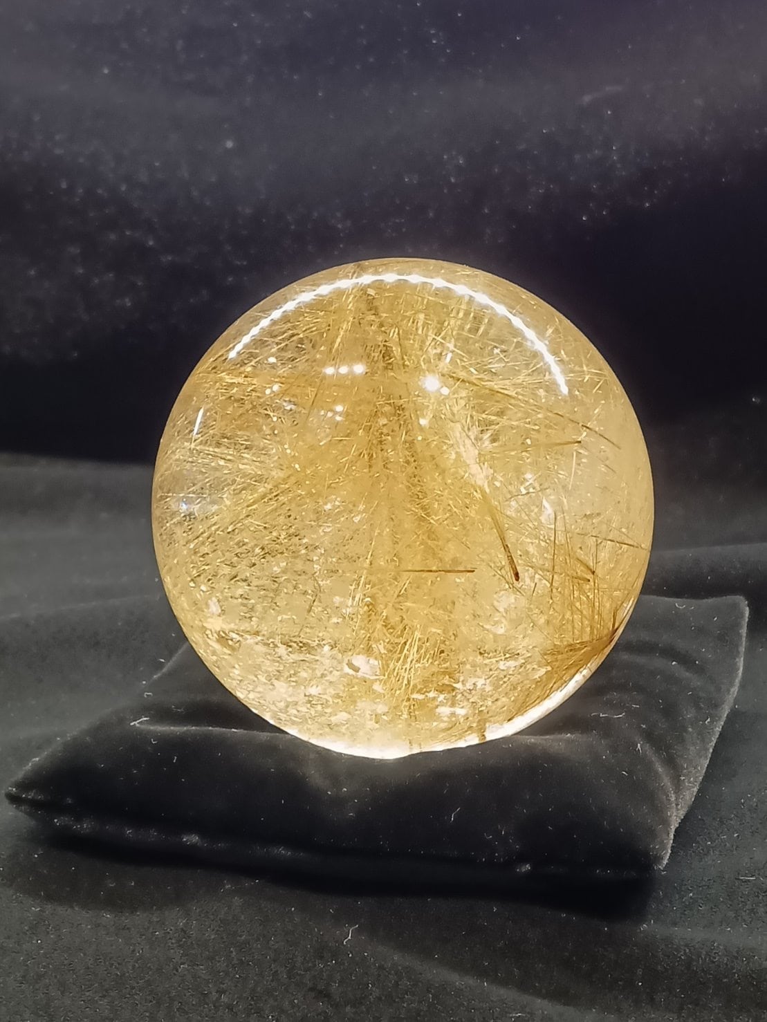 球体 ゴールドルチルクォーツ 75mm ブラジル産(鑑別書付 球体 ゴールドルチルクォーツ 75mm ブラジル産(鑑別書付