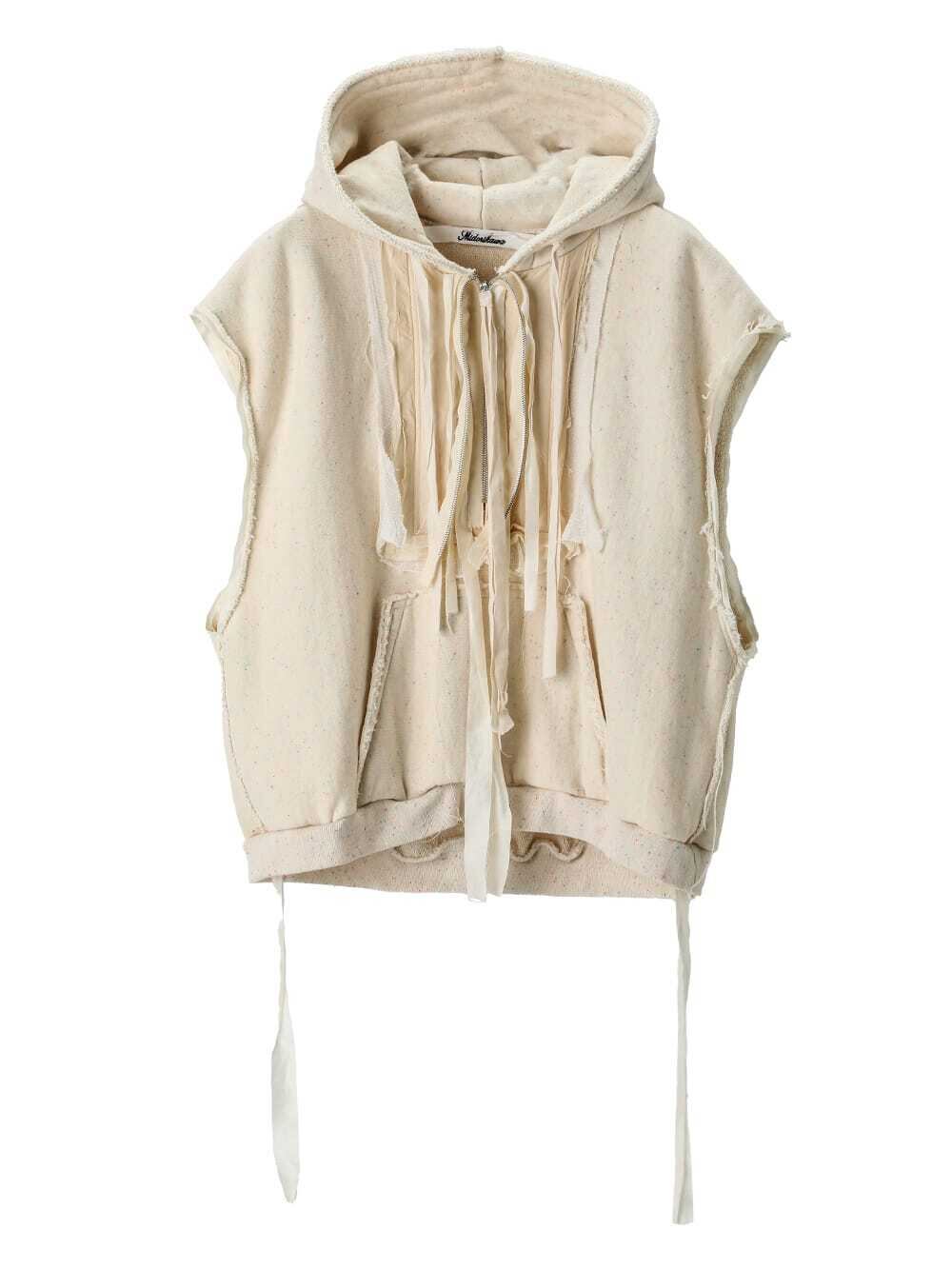 ジャケット・アウター Midorikawa ZIP-UP VEST 24SS】Midorikawa ZIP UP CREW NECK NEP SWEAT VEST (IVORY NEP