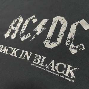 【AC/DC】BACK IN BLACK ロゴ 公式 オフィシャル バンドパーカー プリント スウェット フーディー hoodie プルオーバー M バックインブラック 黒 コピーライト 2005 us古着