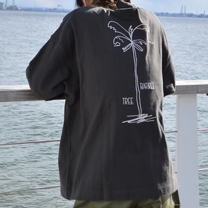 ヤシの木柄 両面刺繍ロングスリーブTシャツ