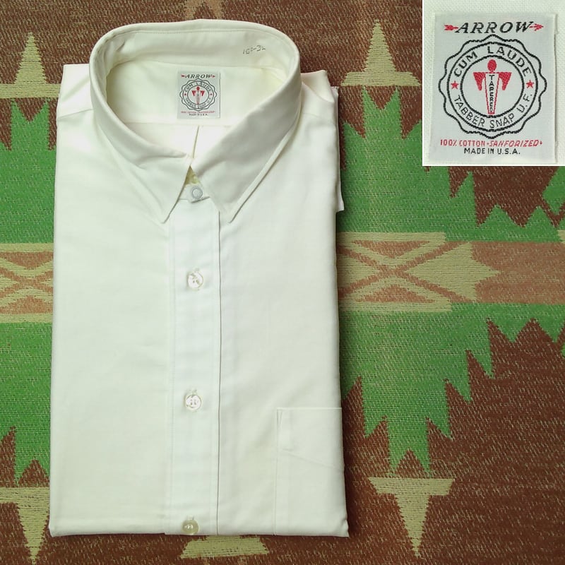 60s ARROW CUM LAUDE Tab-Collar White Oxford Shirt（16 1/2-35）DEAD