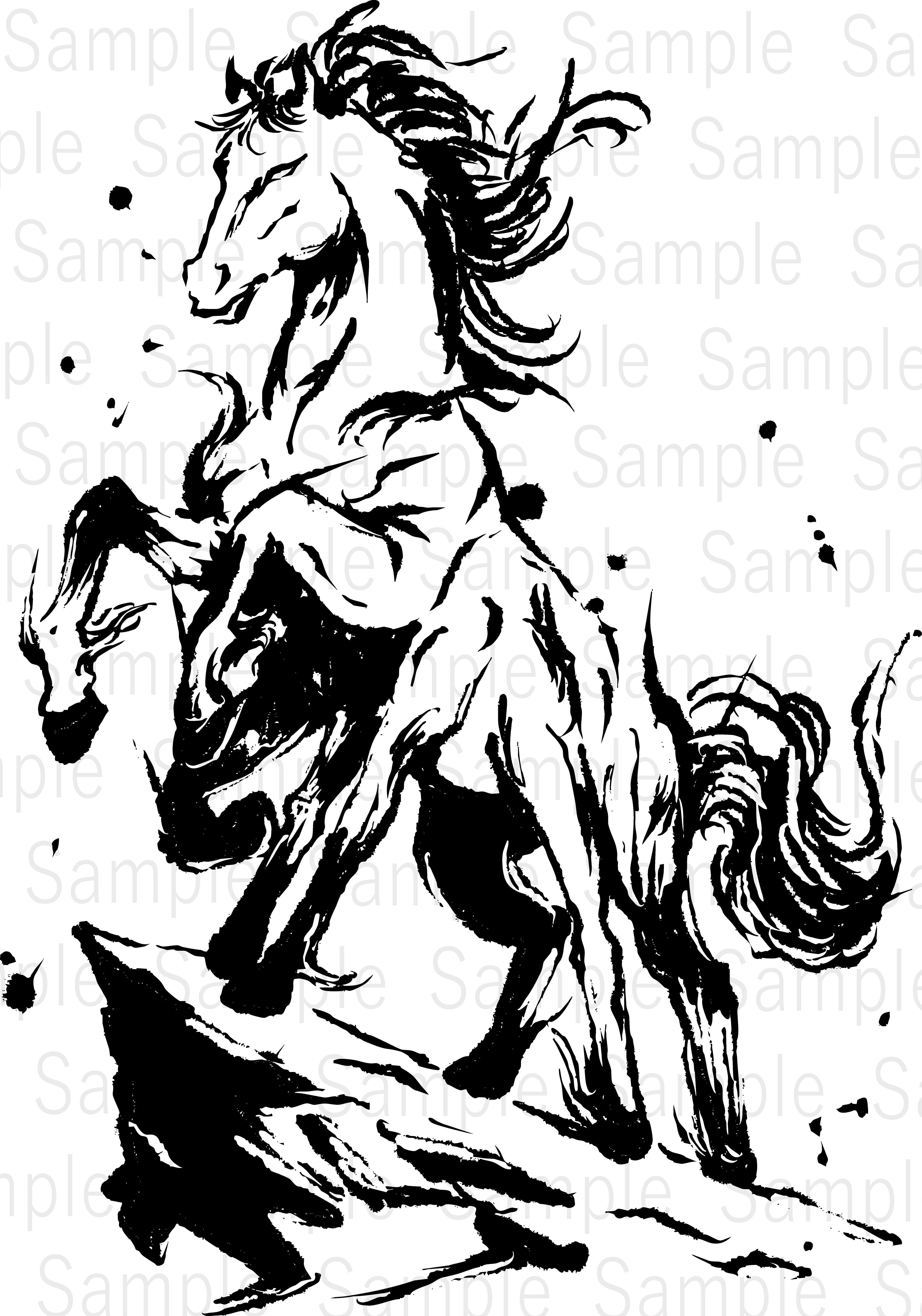 駆ける馬（Galloping Horse） | デジタル墨絵処（Digital Sumi-e Studio）