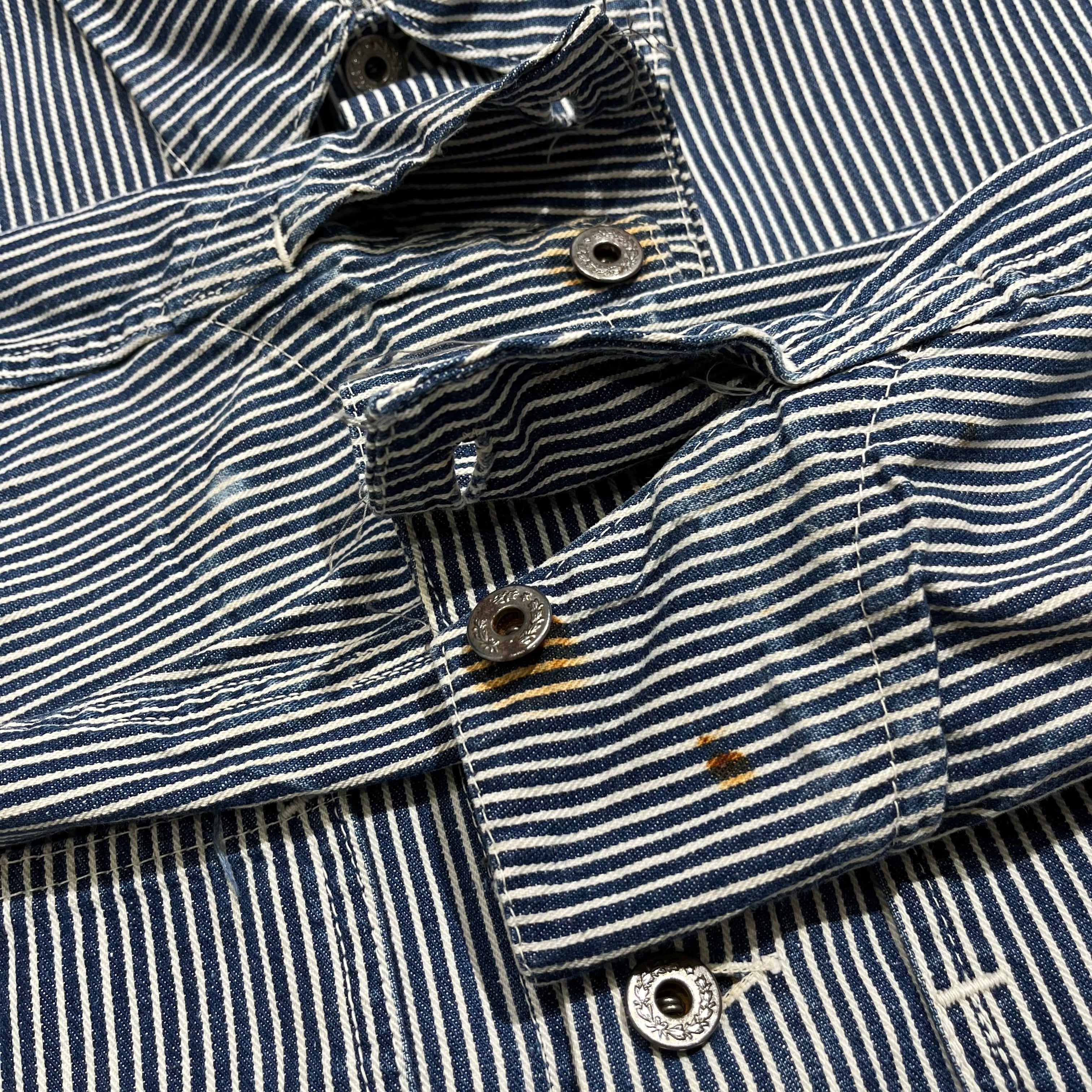 40s WWⅡ Hickory Coverall Laurel Button 40年代 ヒッコリー 40s WWⅡ Hickory Coverall Laurel Button 40年代 ヒッコリー