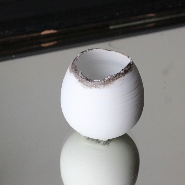 【中里博恒】白磁焼締　侵食渕呉須　ボウル　A