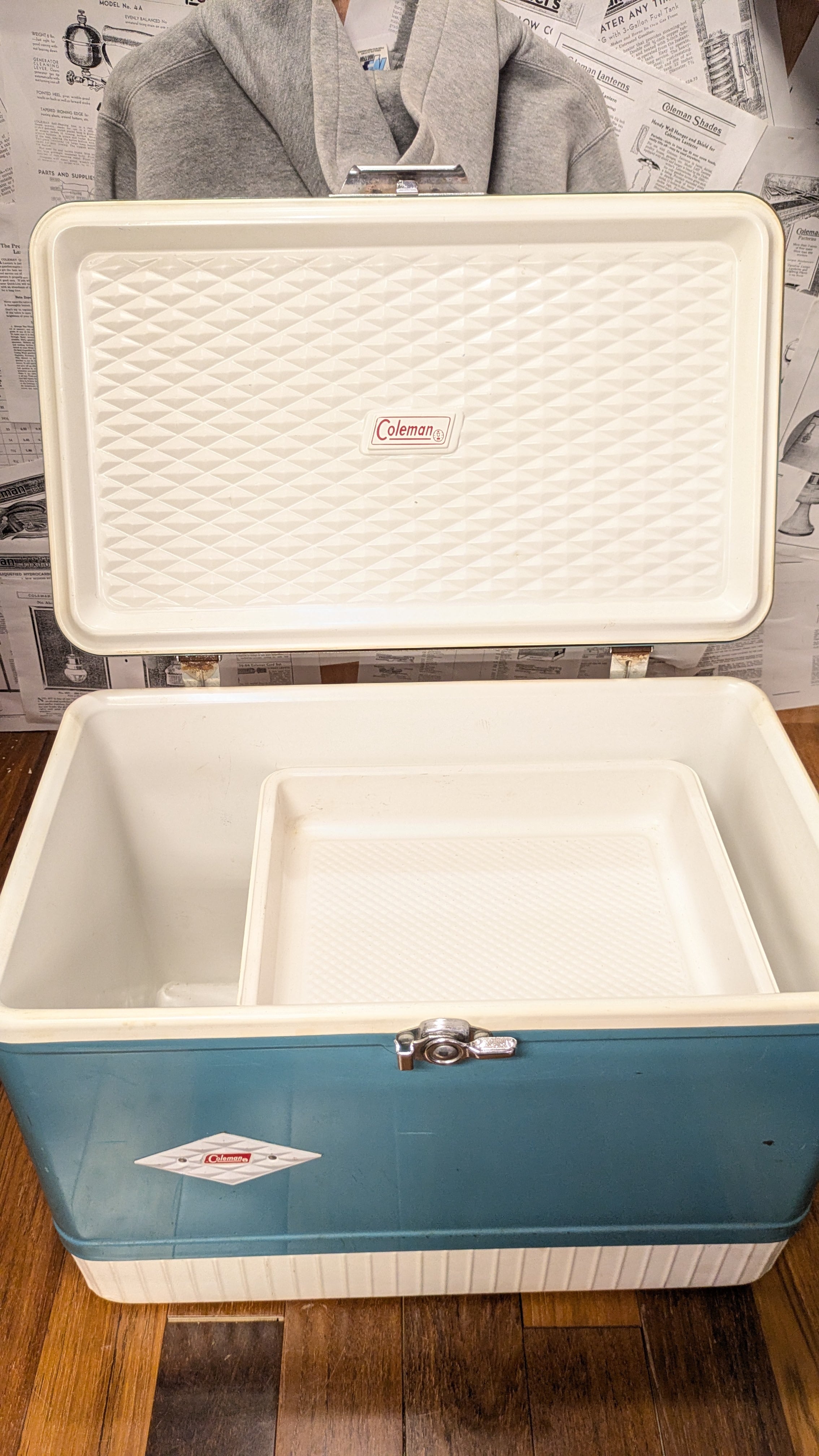 Vintage Coleman CoolerBox DiamondLogo SteelBelt Blue ビンテージ