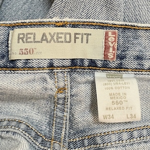 【LEVI'S】550 ジーンズ デニム ジーパン ワイドテーパード バギー ジッパーフライ W34 L34 リーバイス 色落ち ルーズ ダボパン リペア RELAXED FIT リラックスドフィット ダメージジーンズ メキシコ製 US古着