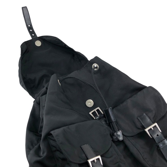 PRADA プラダ バックパック ブラック トライアングルロゴ ナイロン ダブルポケット vintage ヴィンテージ オールド e8i3ab