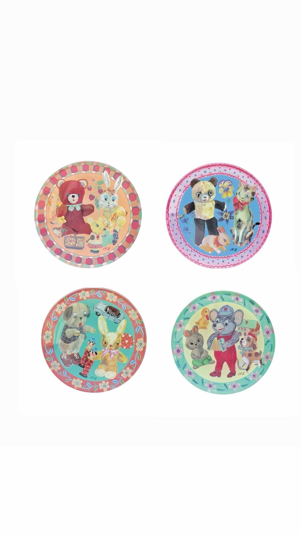 NathalieLete(ナタリーレテ)Glass plate SS(Mouse/Dog/Panda/Bear)皿 動物 食器 ガラスプレート