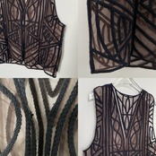 シアー幾何学柄デザインvest/ブラック