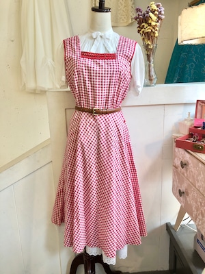 40s Red Gingham check Sun dress