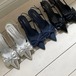バックストラップパンプス レディース リボン サンダル ポインテッドトゥ サイドオープン ローヒール 3.5cmヒール フェイクレザー エコレザー きれいめ エレガント おでかけ デート おしゃれ