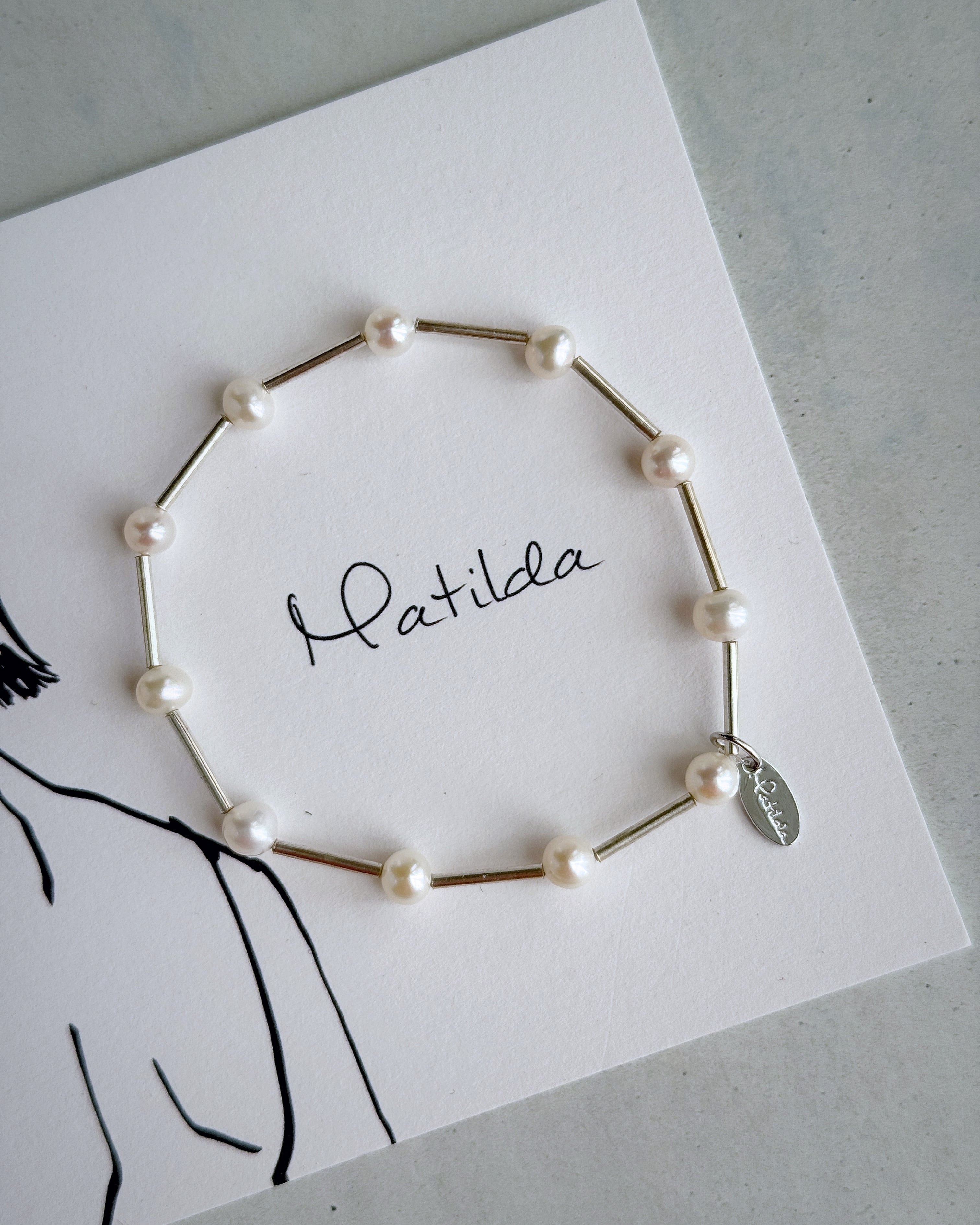 【再販】Tube & stone bracelet(淡水パールS)