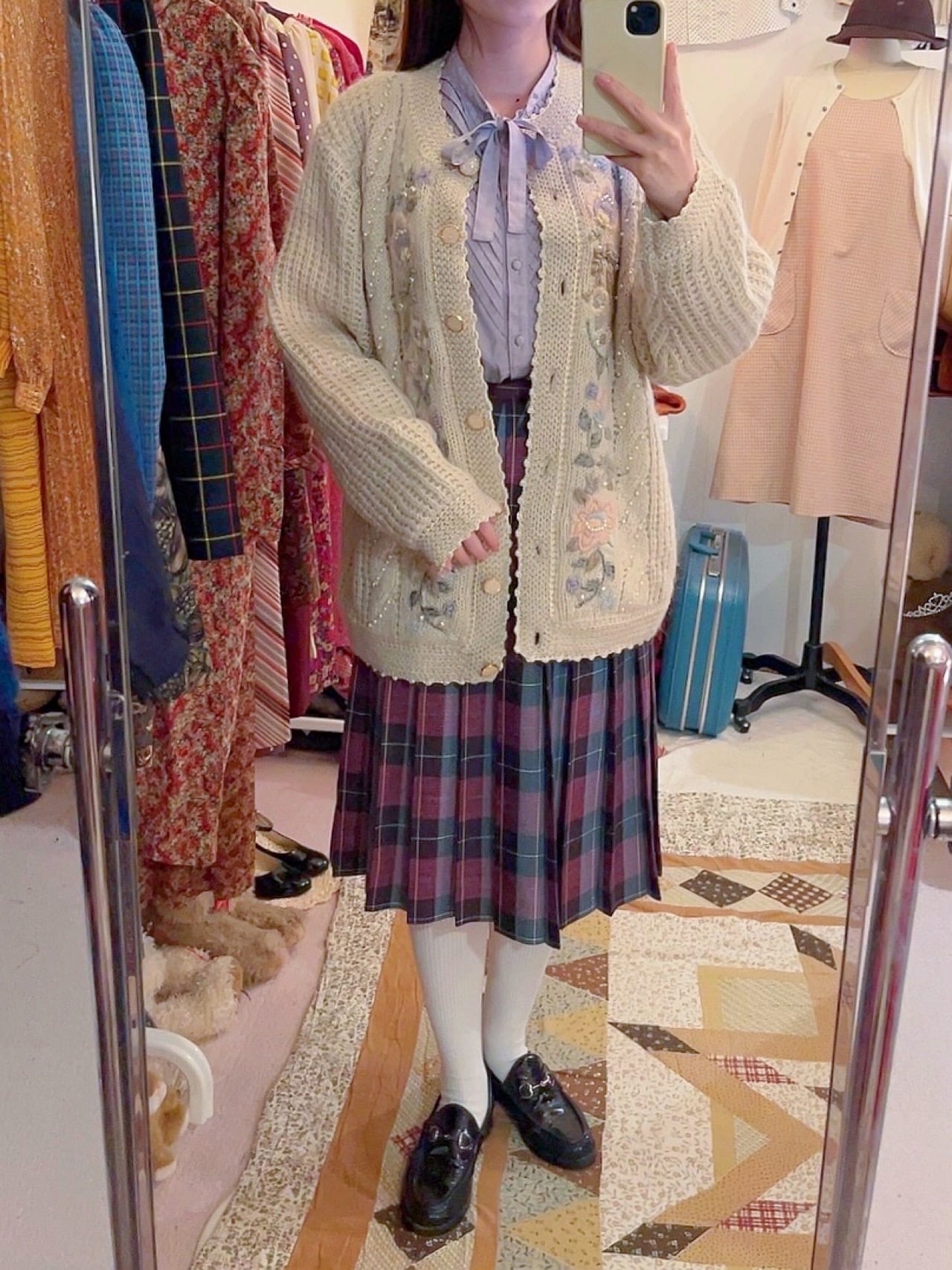 pastel flower embroidery cardigan