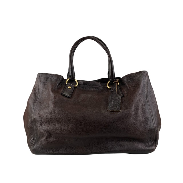 PRADA プラダ ハンドバッグ ブラウン ロゴ レザー 2wayトートバッグ vintage ヴィンテージ オールド ujn2cg
