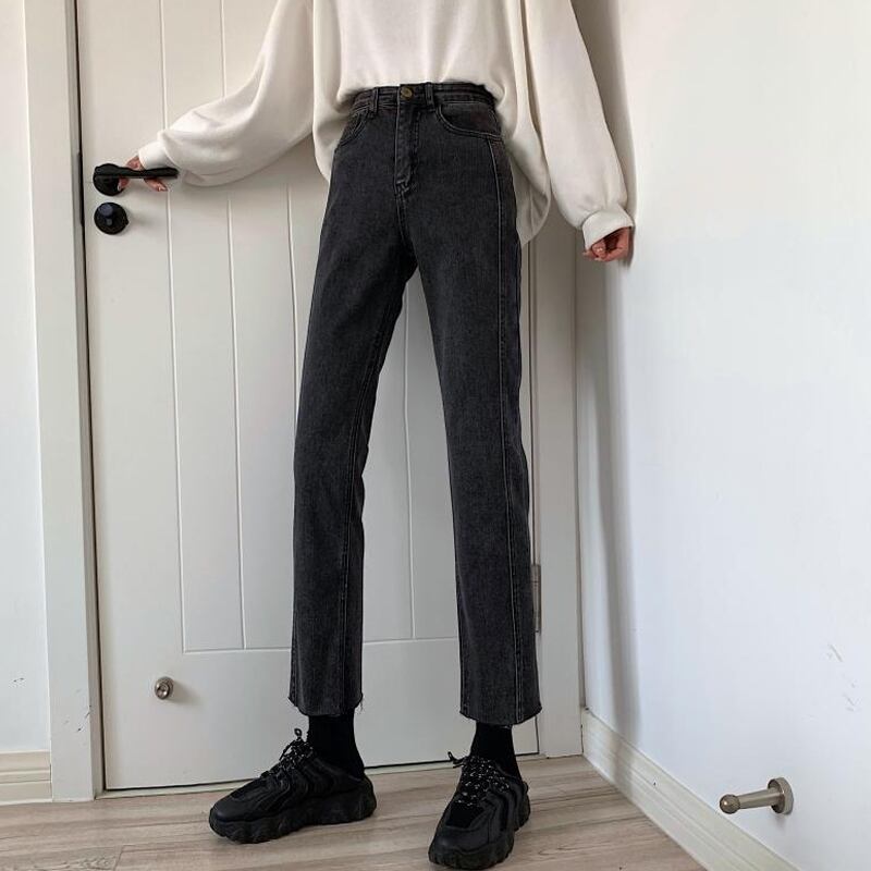 ジーンズ スプリングブラックパンツ 薄手 春物 試着室1282946765