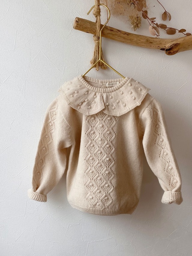 【wedoble】メリノウールシンプルニットセーター(White)