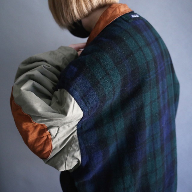 "NAUTICA" 2-way design switching fabric over size blouson