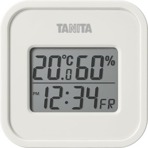 【在庫のみ】タニタ Tanita 温湿度計 一目で室内環境がわかる 時計 カレンダー 温度 湿度 デジタル 壁掛け 卓上 アイボリー マグネット TT-588-IV
