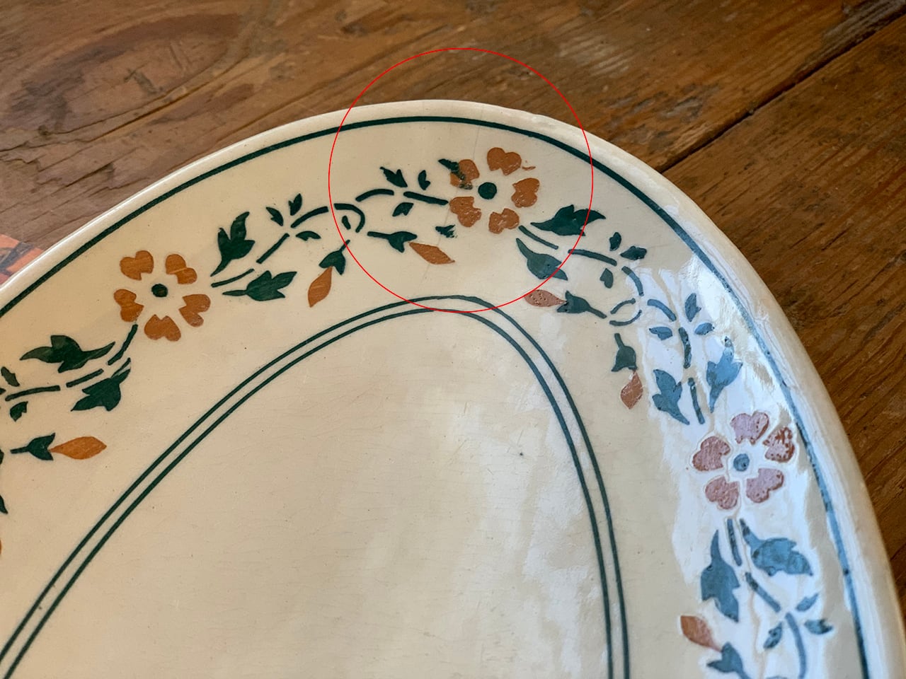 小花模様がかわいいオーバルプレート フレンチアンティーク