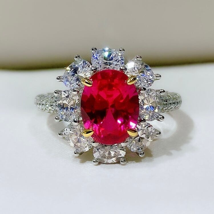 21ct 人工ルビー カラフル 高炭素ダイヤモンド ゴージャス ネックレス 黄色