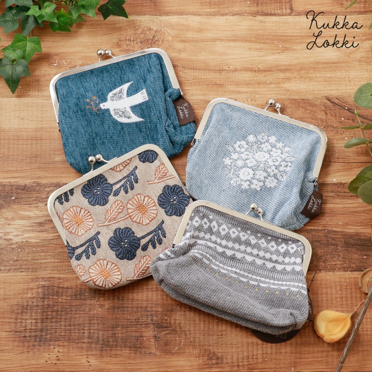 がま口 ポーチ 小さい 小物入れ 小銭入れ がま口ポーチ ミニ かわいい 化粧ポーチ クッカロッキ kukka lokki ブランド おしゃれ レディース 花 動物 鳥 紺 ネイビー 青 ブルー ベージュ ビスク 7211KKL10 Bq038