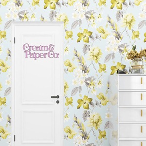 スカイブルー × イエロー Tropical flower FL1-778004MT for DIY 53㎝×10m リピート53㎝