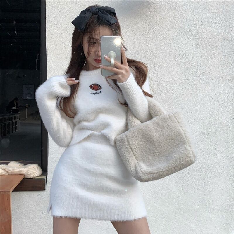 ニットシャツ ホワイトスタイルショートスリムフィットセーター スプリングトップス 春物 YY-ファッション57576293707