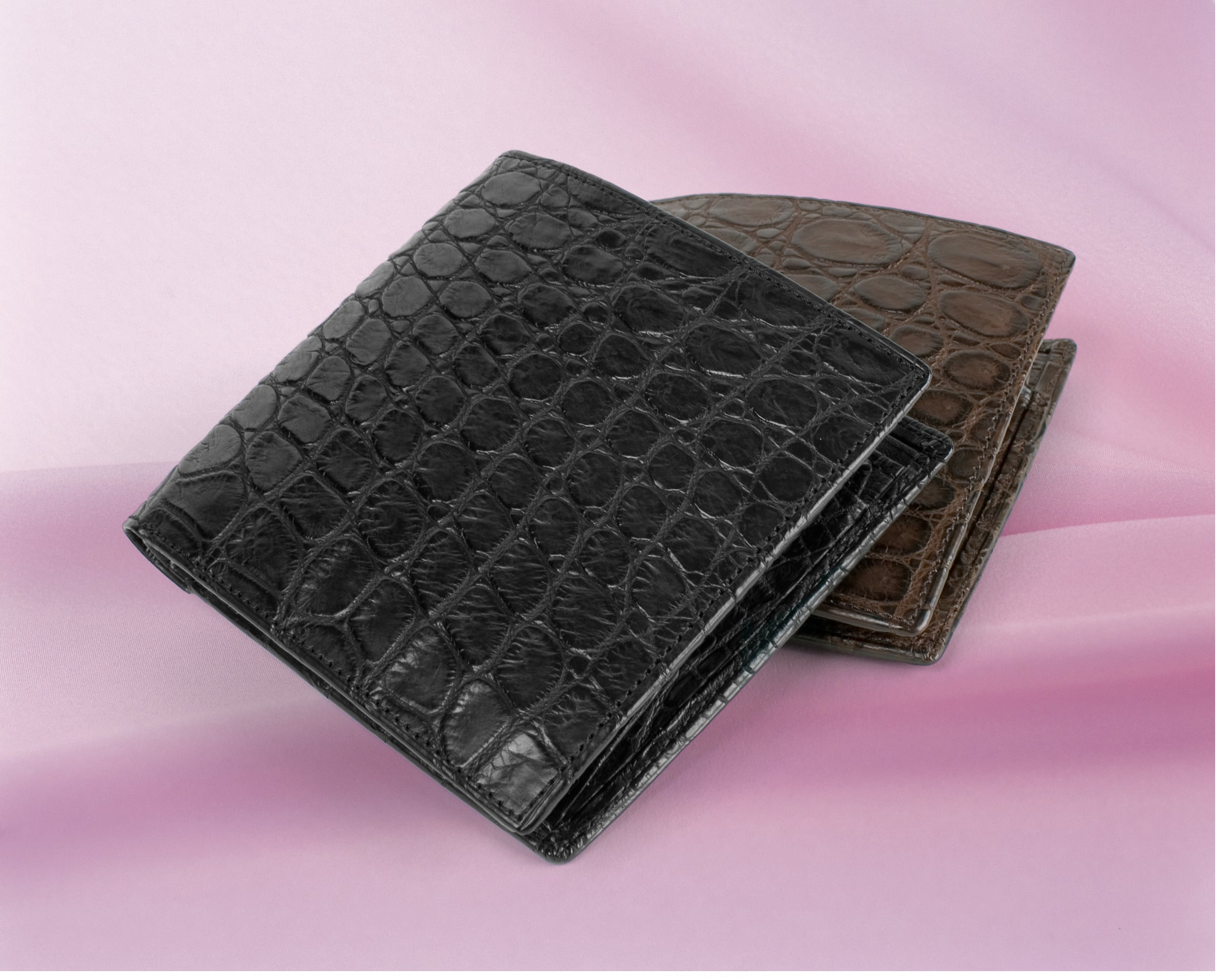 クロコダイル二つ折り財布K-6ブラック | 古都 金沢のクロコダイル財布屋