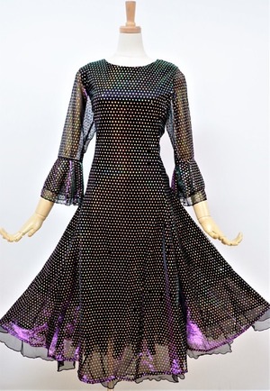 送料無料 未使用 発表会 舞台衣装 ダンス スパンコール ワンピース フリー F [OPN2001]