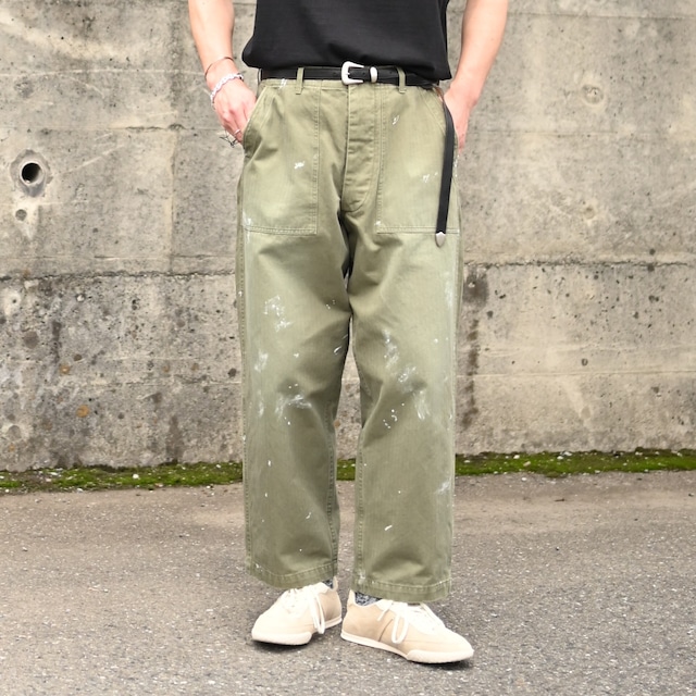 INTERIM / MILK PAINT VINTAGE WASH ORGANIC COTTON US ARMY M-47 HBT BAKER PANTS INTERIM / MILK PAINT VINTAGE WASH ORGANIC COTTON US ARMY M-47 HBT BAKER PANTS