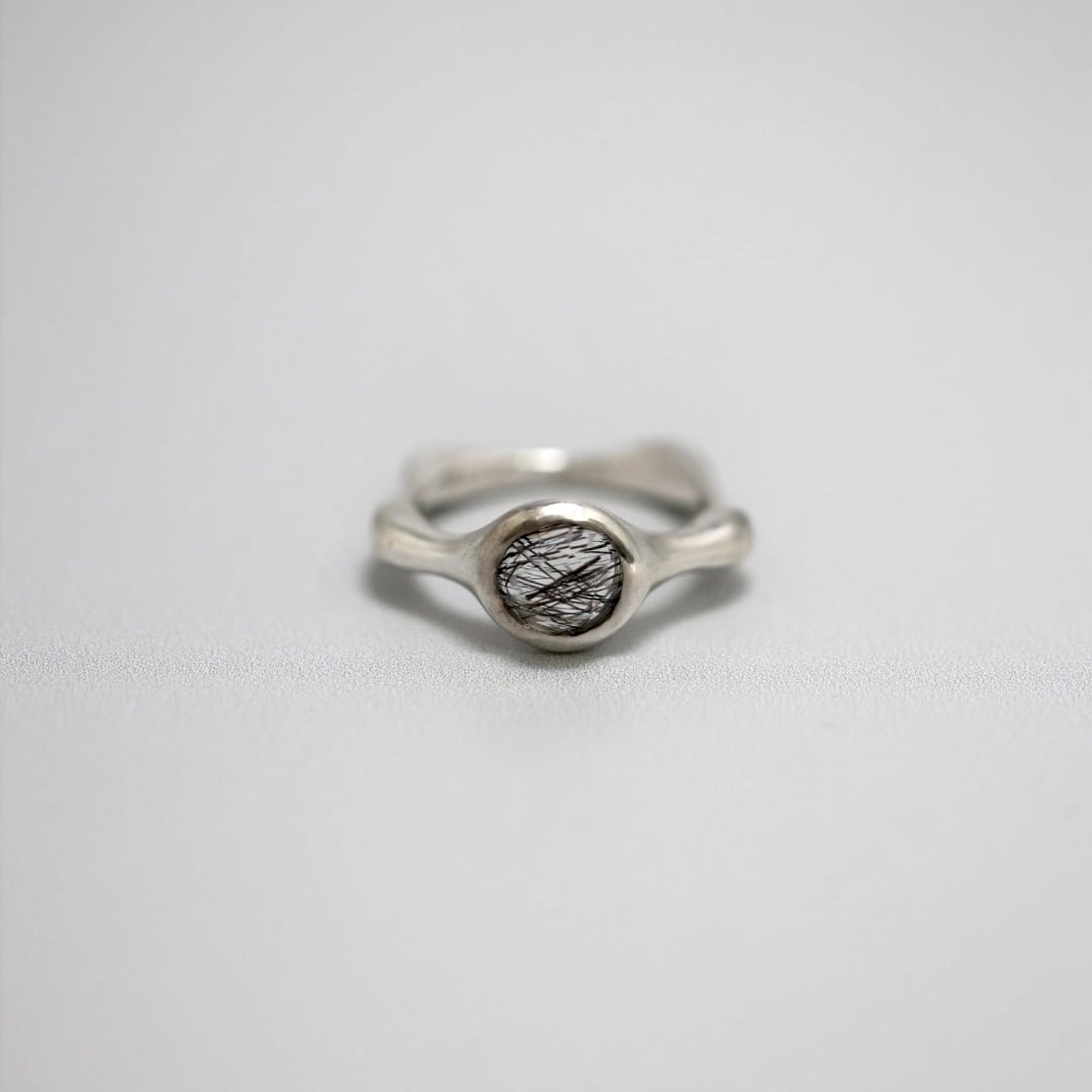 Plump star ring(ブラックルチルクォーツ)