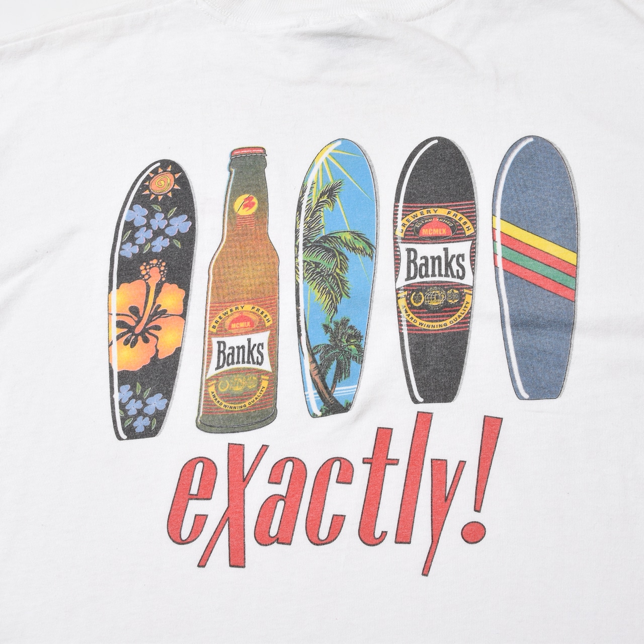 90s-00s Banks Beer プリントTシャツ ホワイト