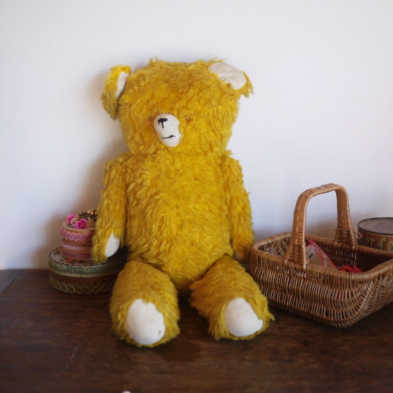 大きなテディベア 棒切れベア黄色 ヴィンテージ ドイツ