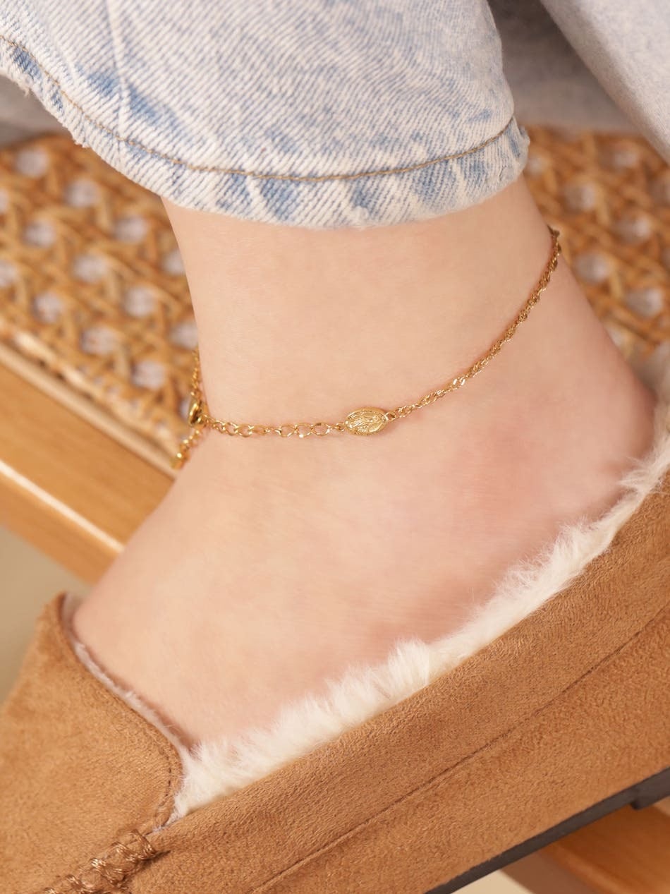 screw 】 316L medai & cross anklet #a25 | rani
