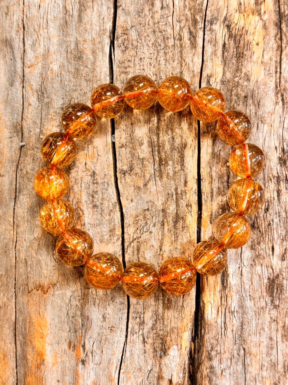 激レアオレンジルチルクォーツ 10ミリ玉ブレスレット | Amour 贈