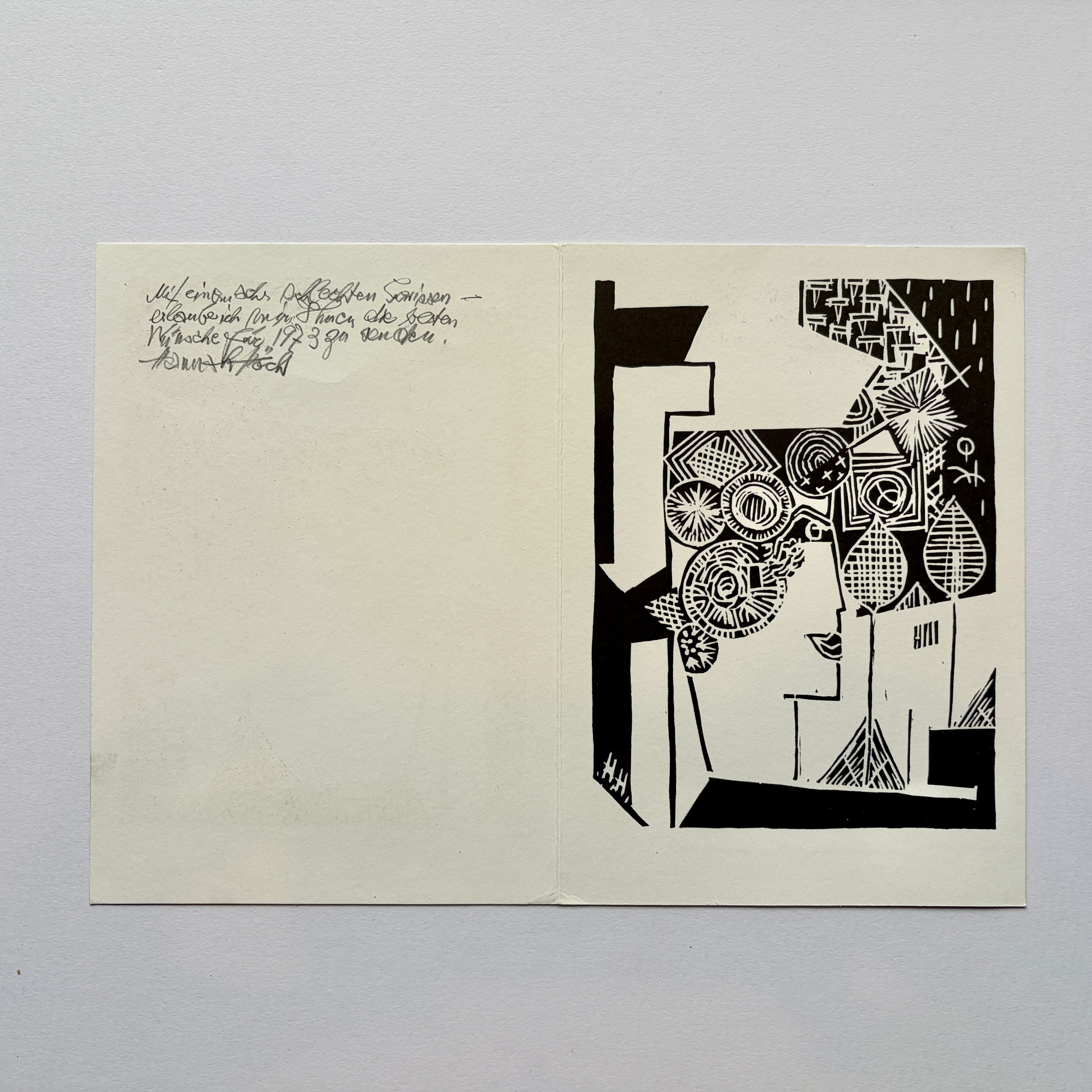【 直筆入りエフェメラ 】ハンナ・ヘッヒ（Hannah Höch）直筆入りエフェメラとオリジナル2枚セット　Galerie Nierendorf　 [3100223]