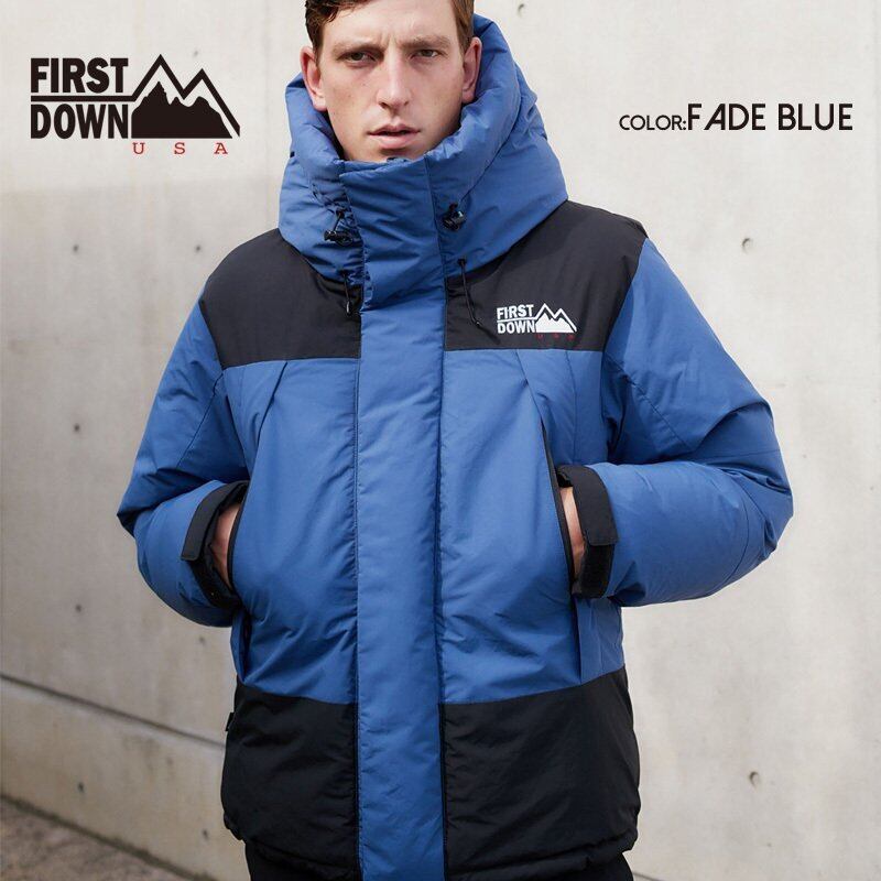 FIRST DOWN ファーストダウン DOWN JACKET HOODIE 2トーンダウン