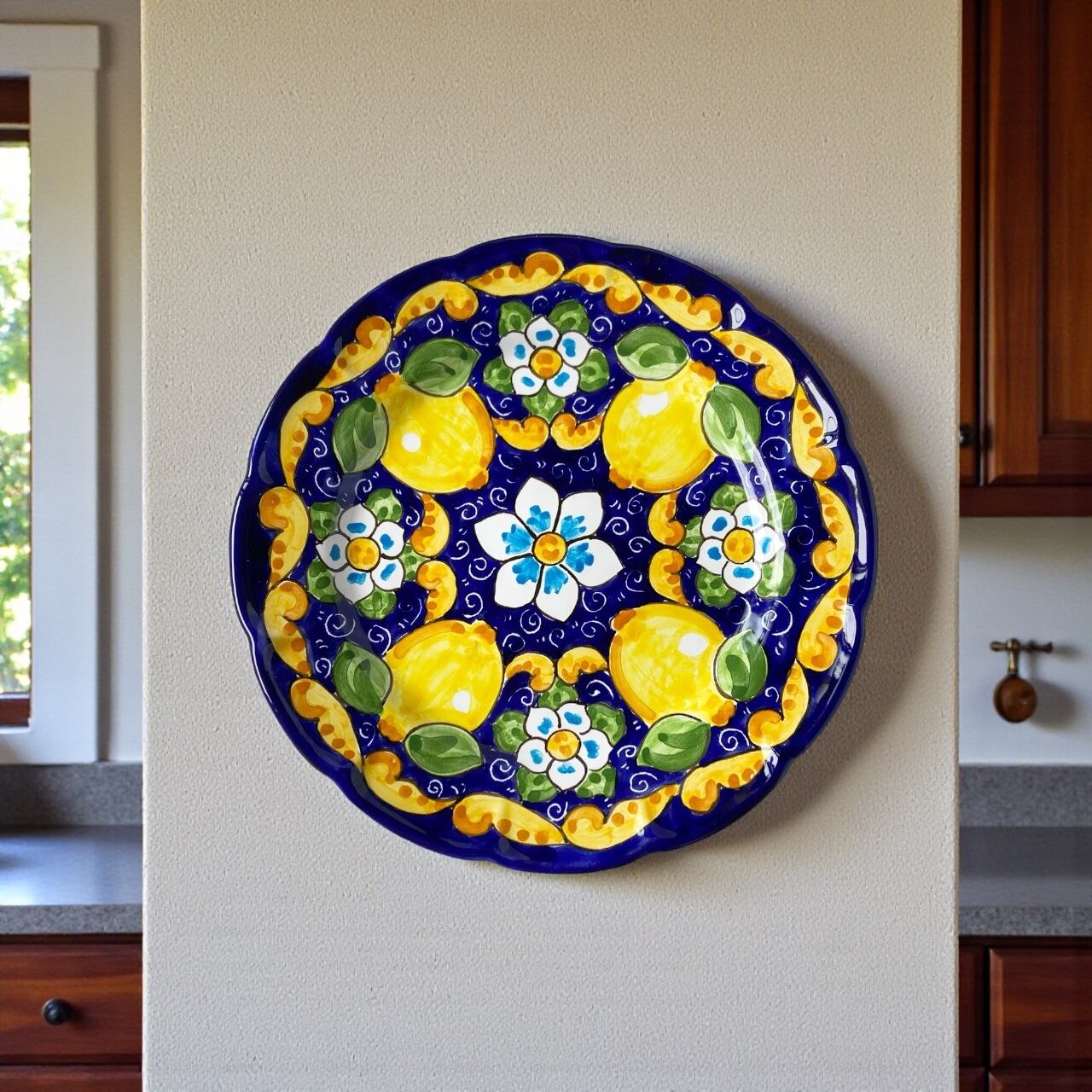 絵皿 26cm GEO045 マヨリカ焼き イタリア陶器 レモン柄 ディナー皿