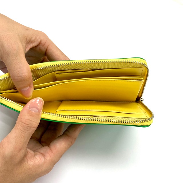 【SRK01SP】　1万円札が折らずに入る最少サイズの長財布「L字束入」　（グリーン系）