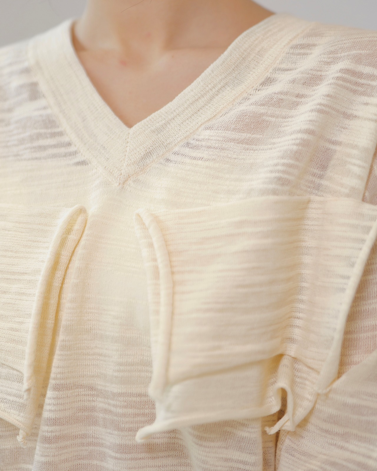 kotoha yokozawa - TD V-NECK SHEER KNIT ：Banana｜シアー／Vネック／デコレーション
