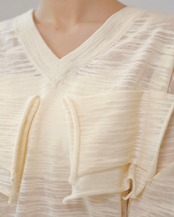 kotoha yokozawa - TD V-NECK SHEER KNIT ：Banana｜シアー／Vネック／デコレーション