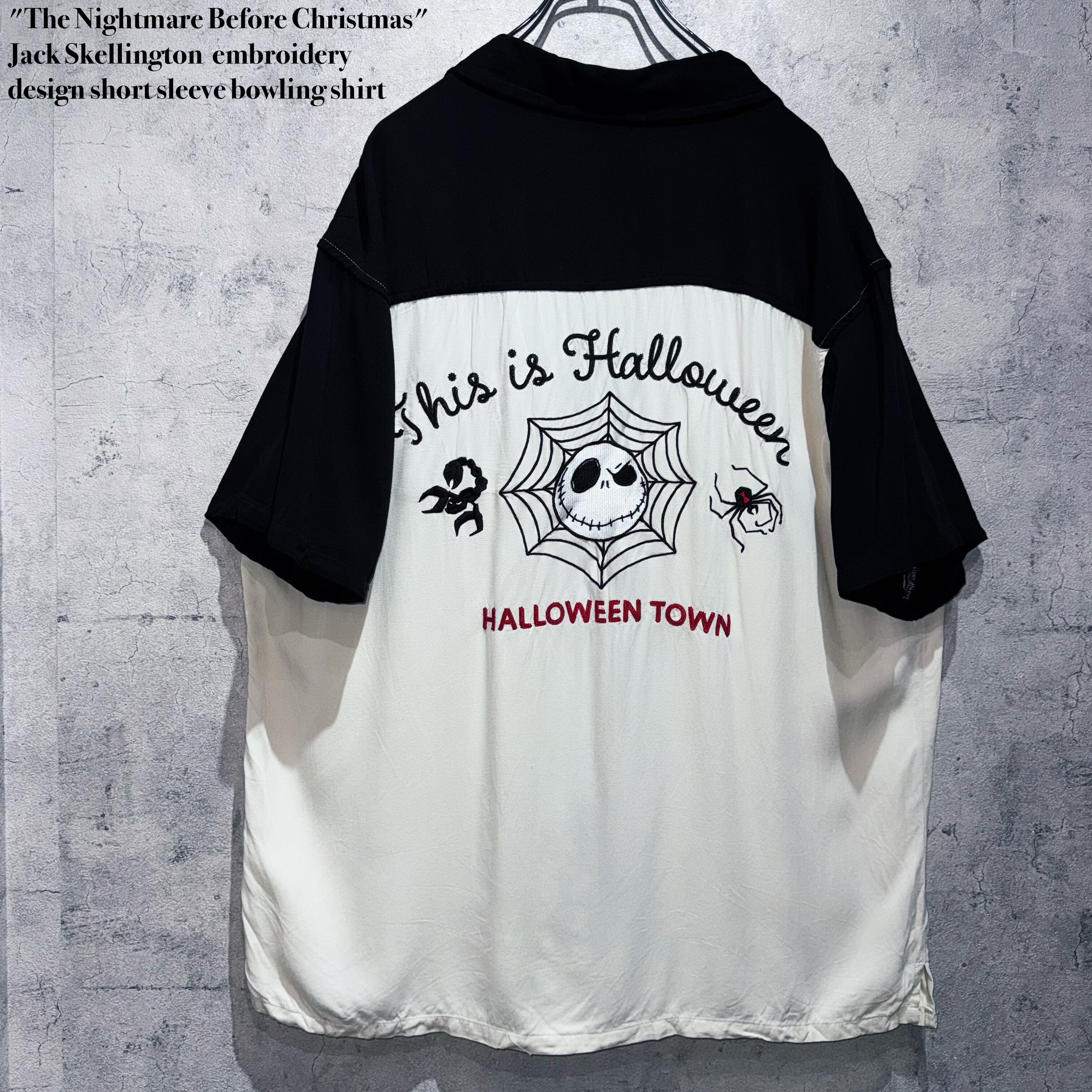 "The Nightmare Before Christmas"Jack Skellington embroidery design short sleeve bowling shirt