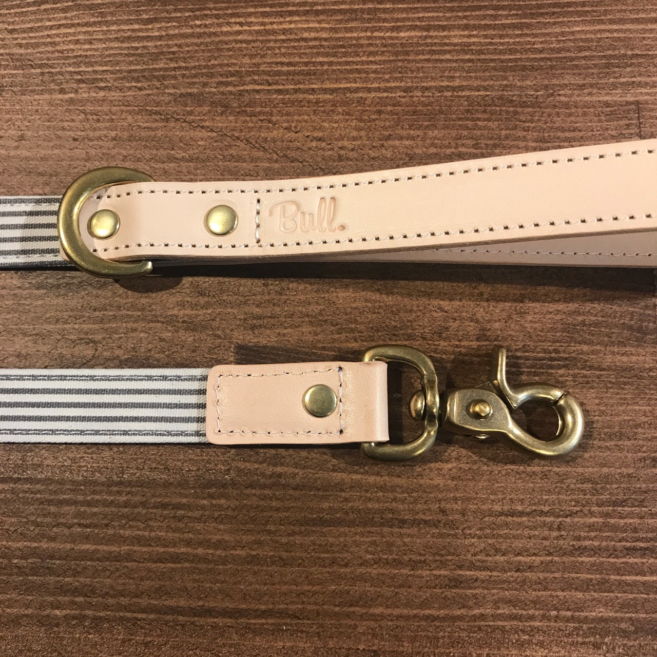 Bull. ストライプ × オークレザー コンビ リーシュ（リード） - 4